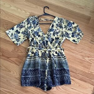 Miami Blue and Cream Floral Playsuit